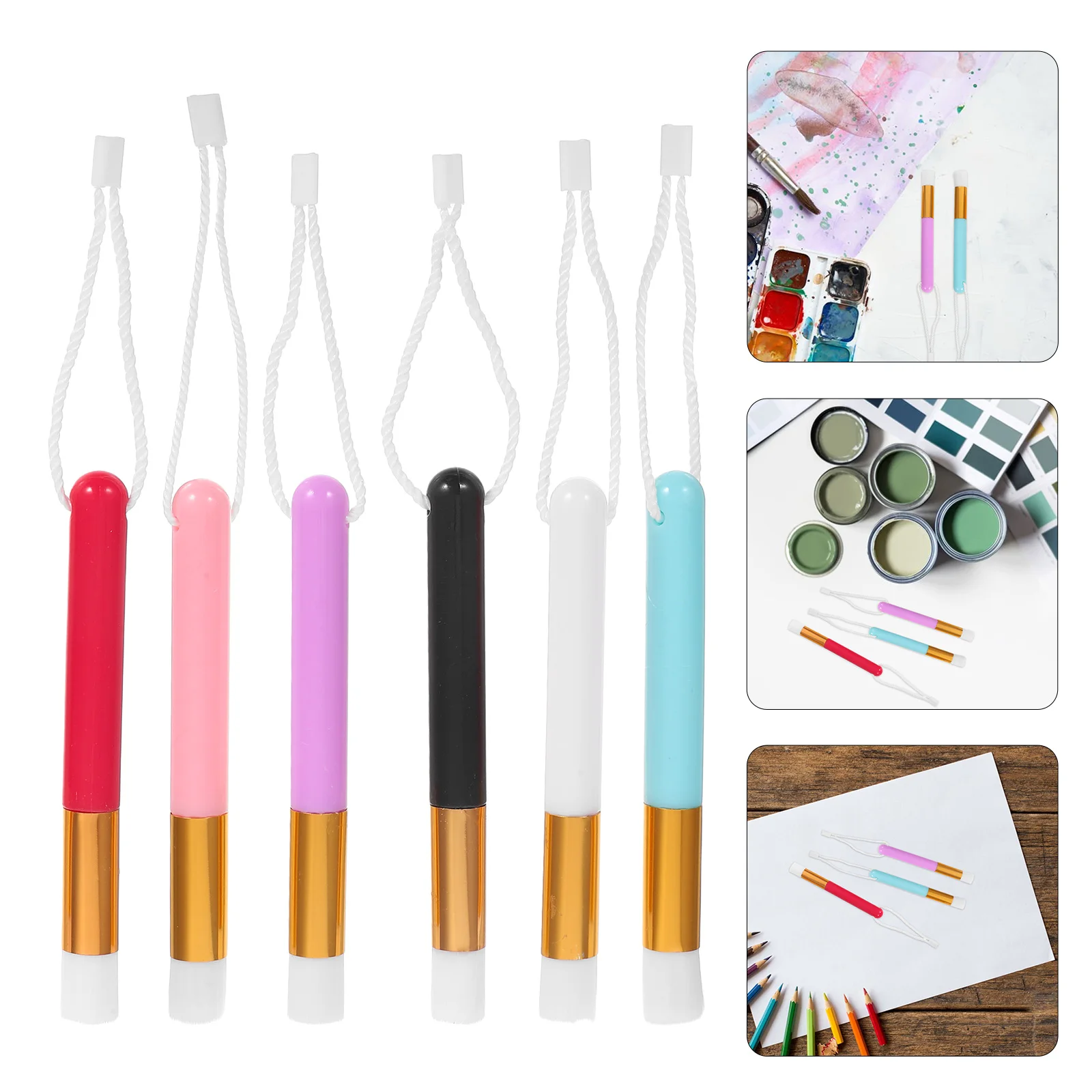 

6 Pcs Ink Mixing Brush Blending Accessories Rope Blender Mixer Aluminum Paint Brushes Craft Miniature Dry