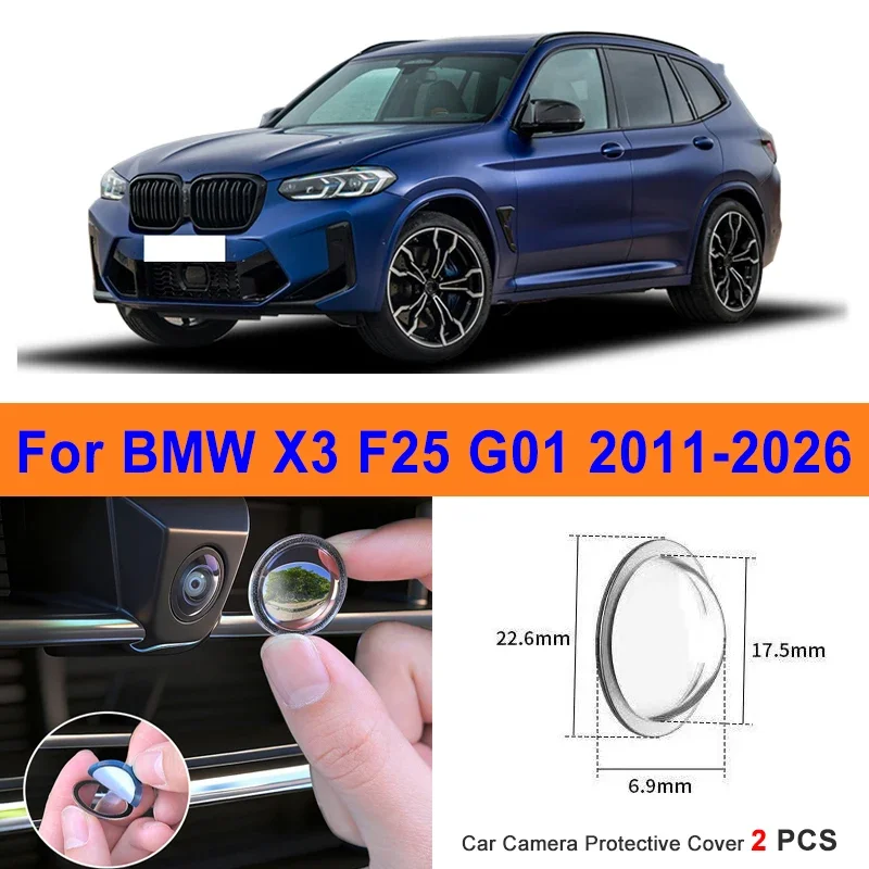 

360 Reverse Image Car Camera Cover Anti-Scratch PC Lens Protector Stickers For BMW X3 F25 G01 2011-2026 2Pcs