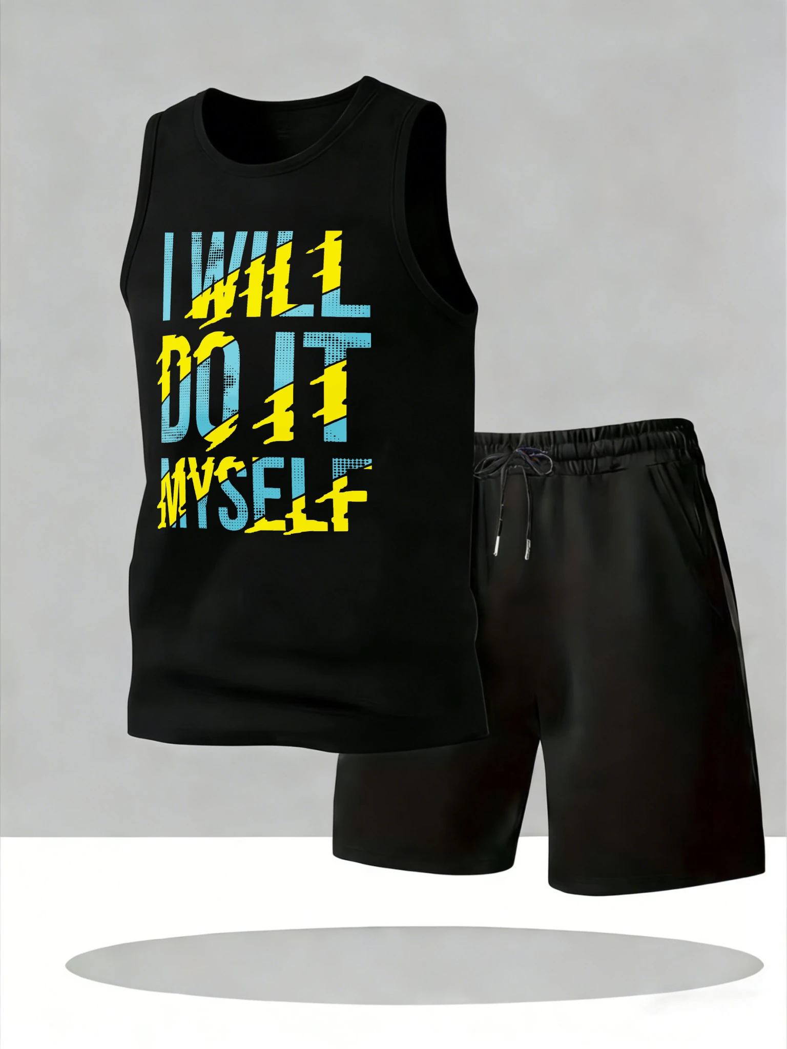 

Men's Tank Top Sets 2026 Summer Quick drying seaside beach sports oversize crewneck 2 piece set Breathable drip clothing