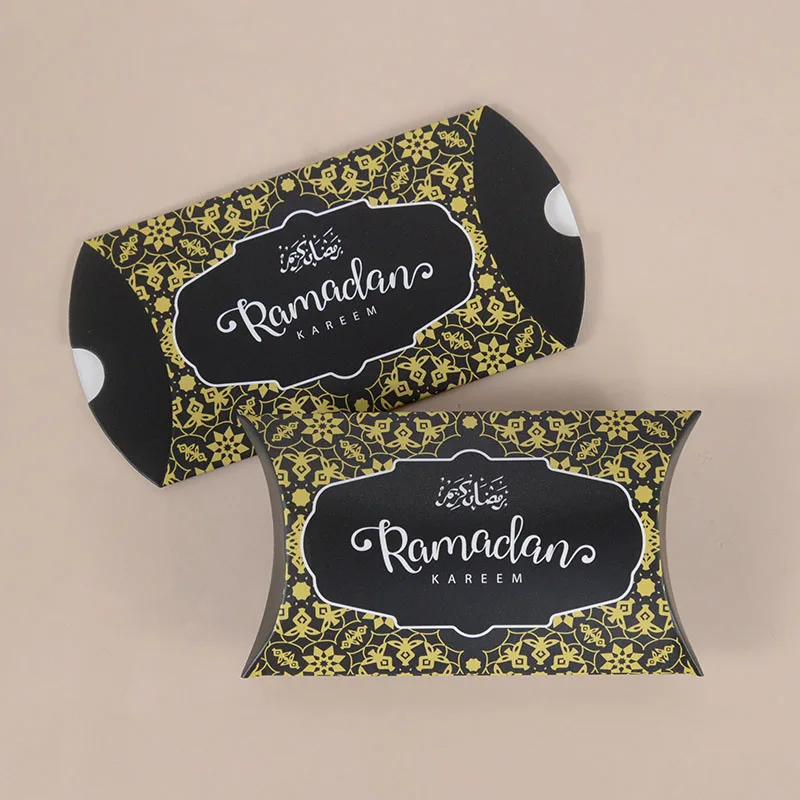 10Pcs Eid Mubarak Candy Box Pillow Shape Ramadan Kareem Gift Box For Cookies Handmade Favors Package Ramadan Decoration 2025