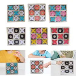 Camping Tic-Tac-Toe Game Mini Tabletop Wooden Board for Classical Family Game Children's Puzzle Xo Chess Blocks Games