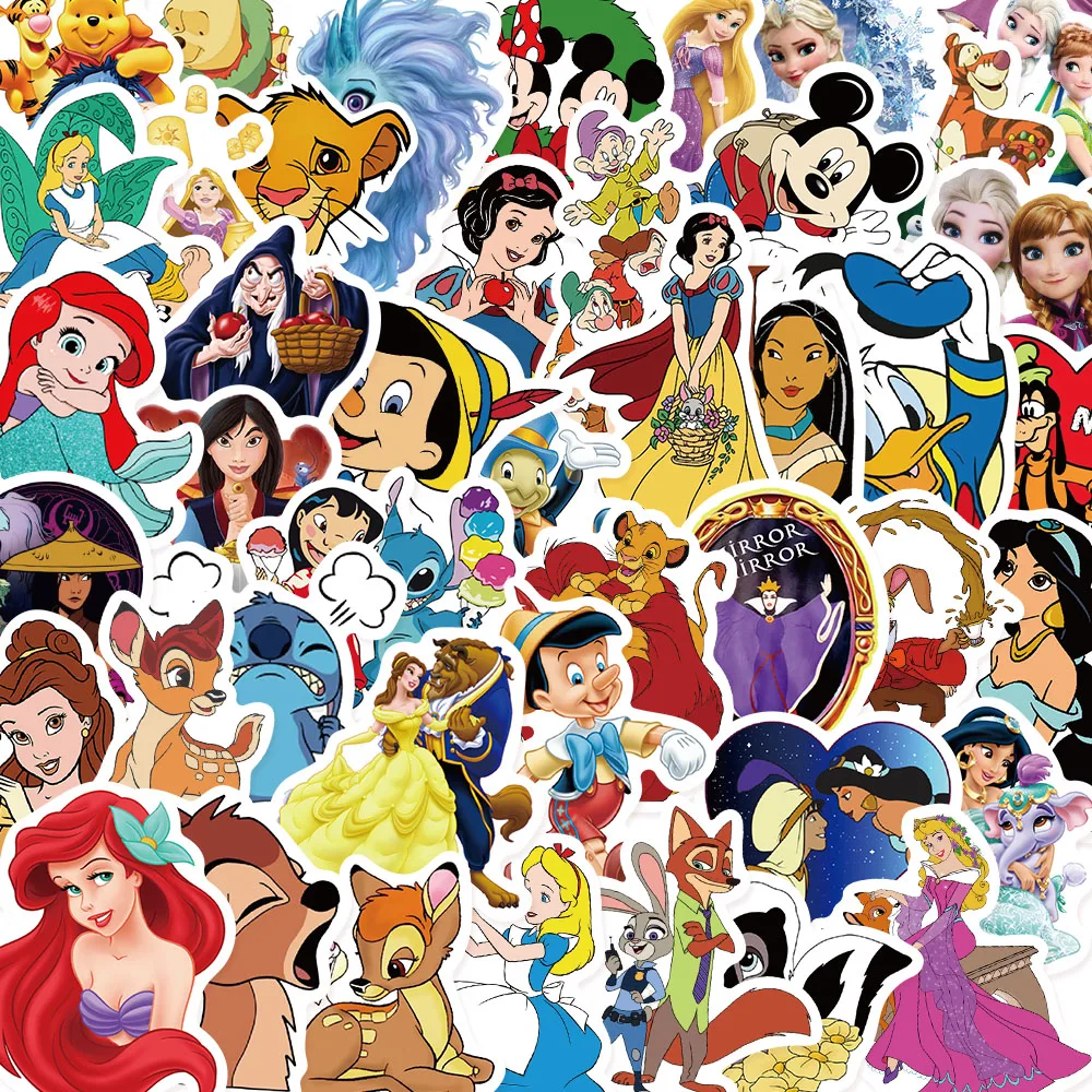 50pcs Disney Mixed Cartoon Stickers Movie Decals For DIY Guitar Luggage Bottles Laptop Phone Waterproof Gift Sticker Kid Toy