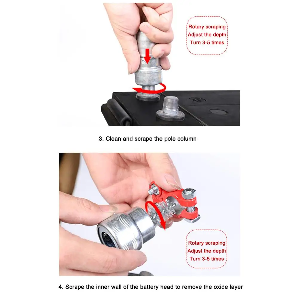 Akumulator samochodowy Terminal Szczotka druciana Post Cleaner Szczotki do czyszczenia korozji Auto Szczotka druciana ze stali nierdzewnej Narzędzia do czyszczenia samochodu