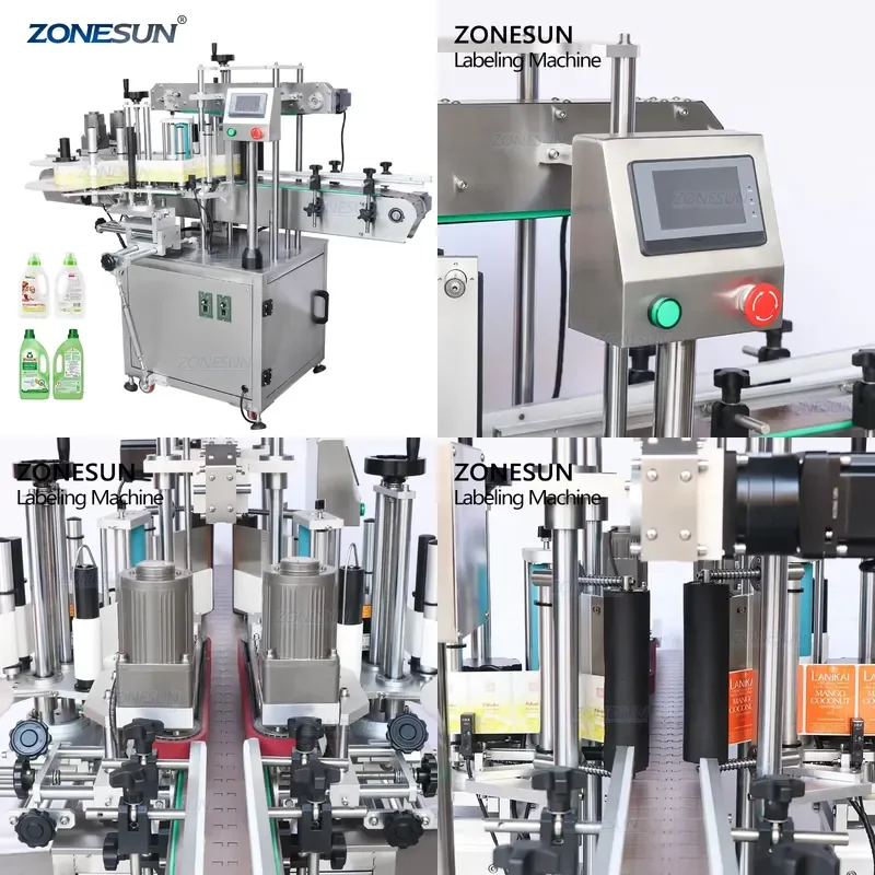 Hot 2026 ZS-TB300V Automatic Stickers Flat Bottle Double Sided Labeling Machine for Square Bottles