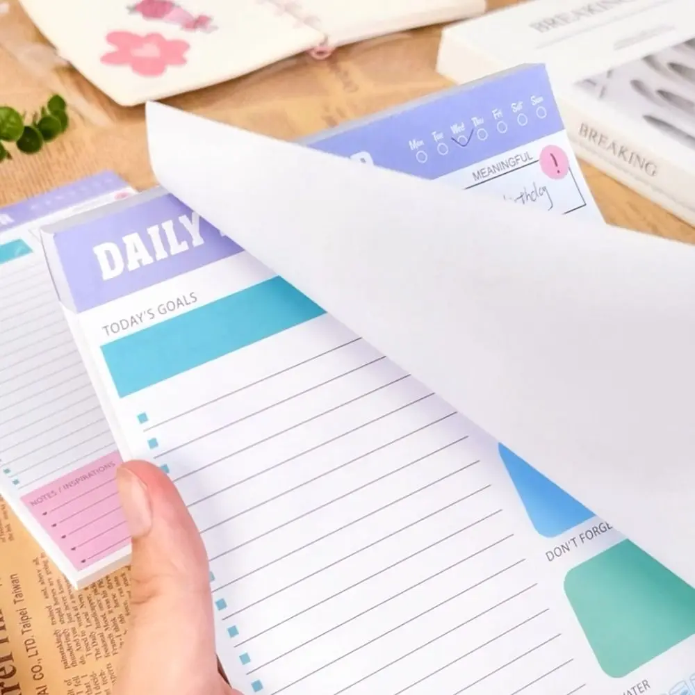 60 Sheets To Do List Notepad Easy Tear-off Portable A5 Agenda Planner Memo Time Schedule Time Management Notebook Agenda