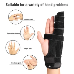 Two Fingers Splint Durable Breathable Left and Right Hands Pain Relief Adjustable Elastic Strap Finger Splint for Broken Fingers