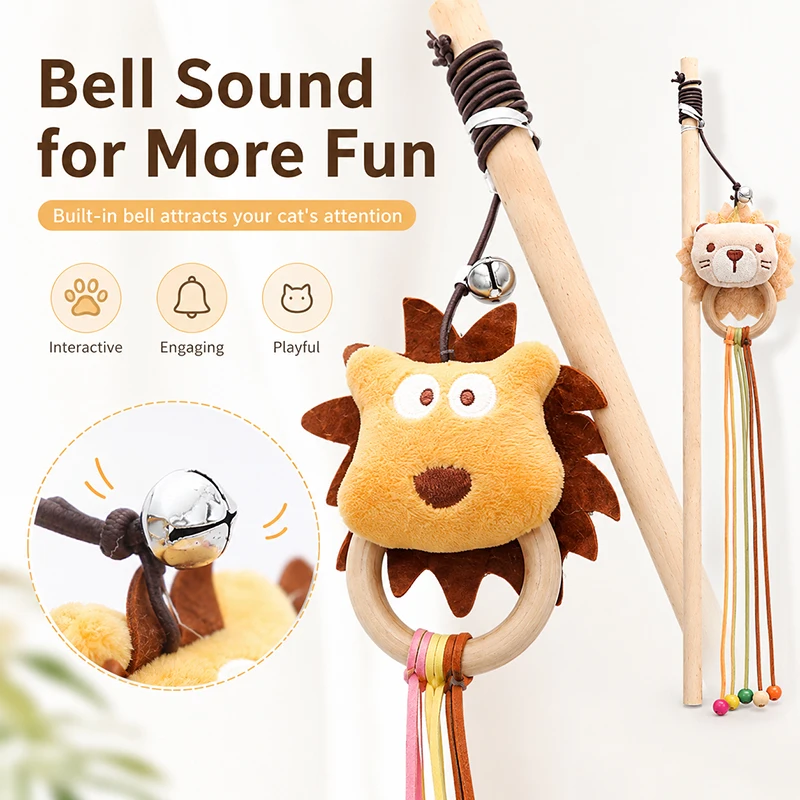 Varita interactiva de peluche para gatos y perros con campana - imagen 3