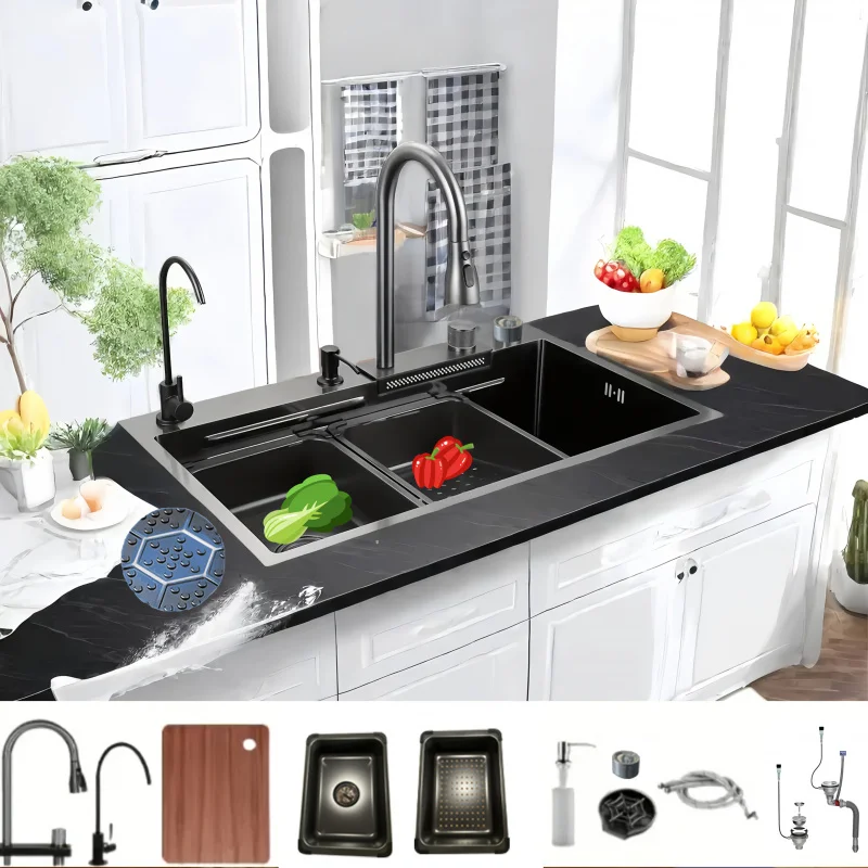 Fashionable rectangular single slot kitchen sink, stainless steel, 22 inches, polished surface, built-in edge, embedded