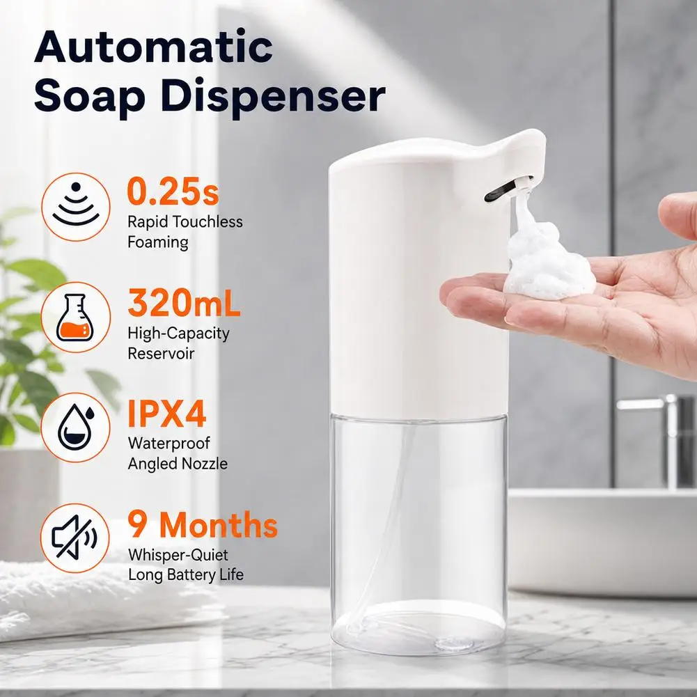 Automatic Soap Dispenser Soap Foam Dispenser Smart Sensor Soap Dispenser Contactless 320ml Hand Sanitizer Machine