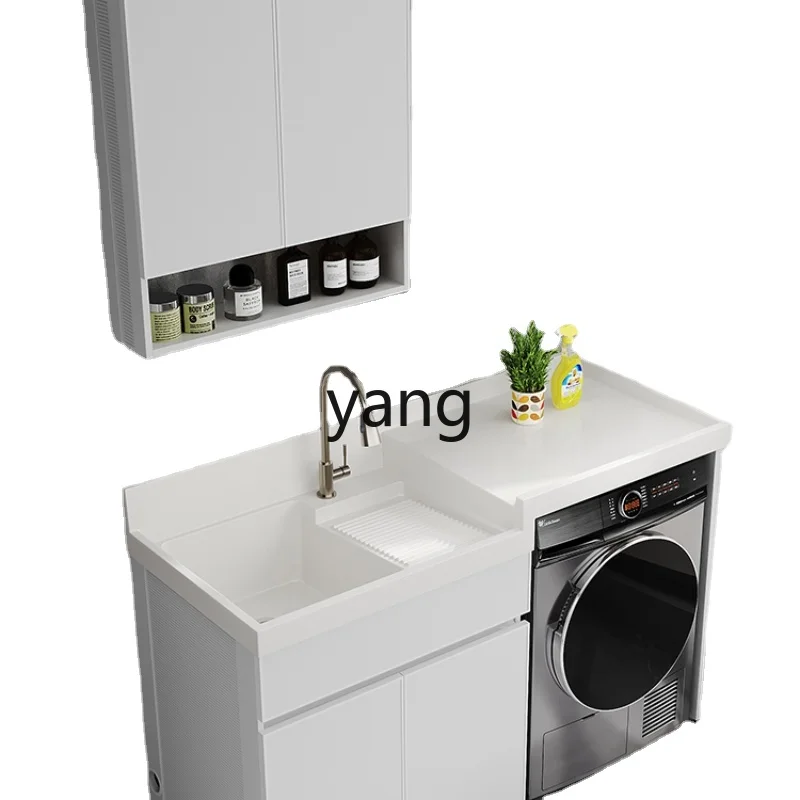 

Yjq Alumimum Balcony Washing Machine All-in-One Cabinet Mate Basin Cabinet Quartz Stone with Washboard Wash Basin