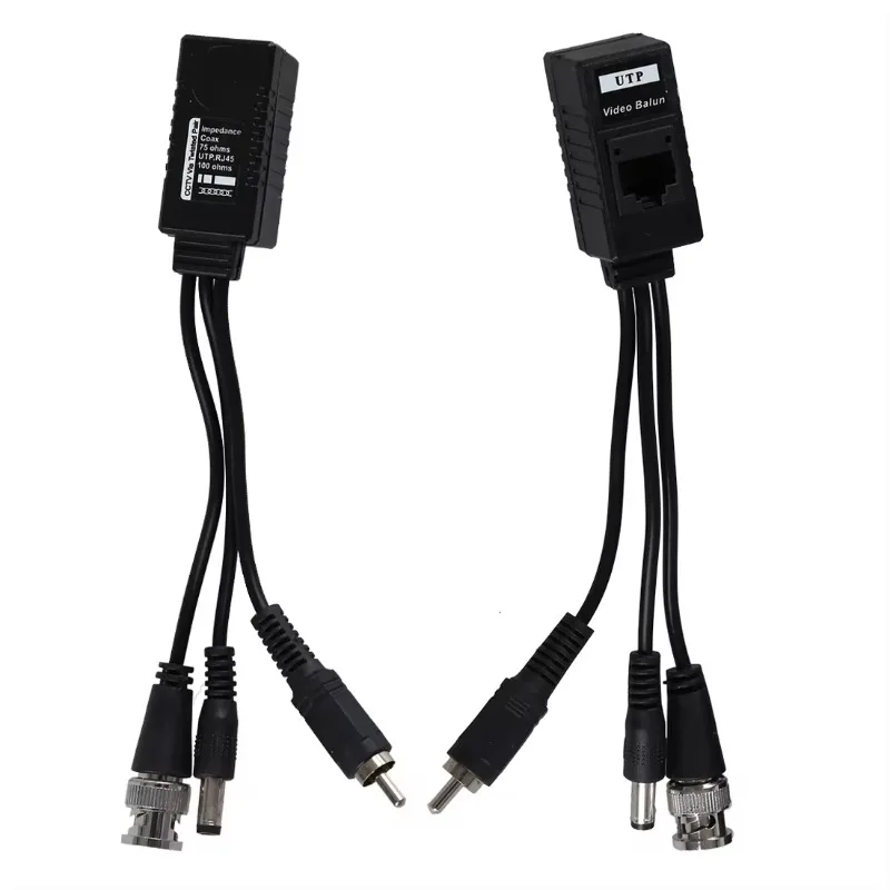 1 Paar 3 In 1 Plug Bnc Male Naar RJ45 Audio Video Voeding Balun Transceiver Voor Cctv Camera