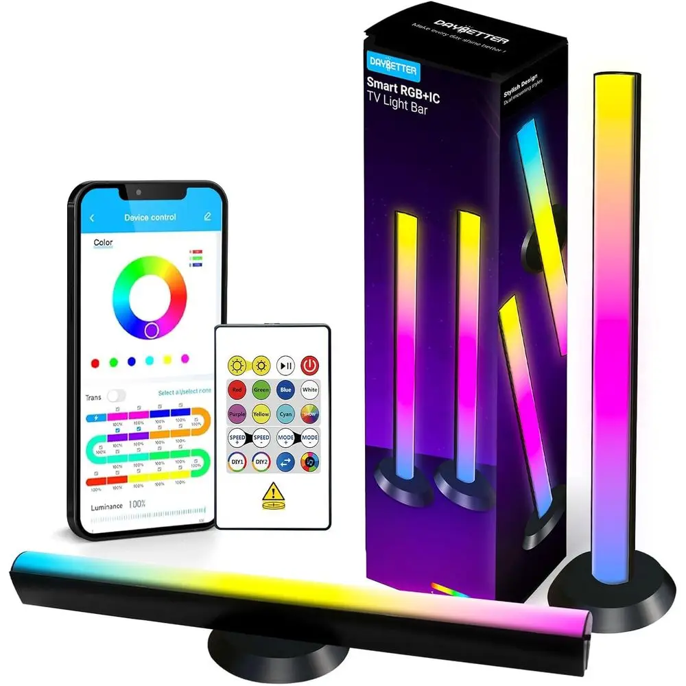 

14-дюймовая светодиодная RGB-лента, подсветка для телевизора с синхронизацией музыки, многофункциональная атмосферная подсветка для игр и декора