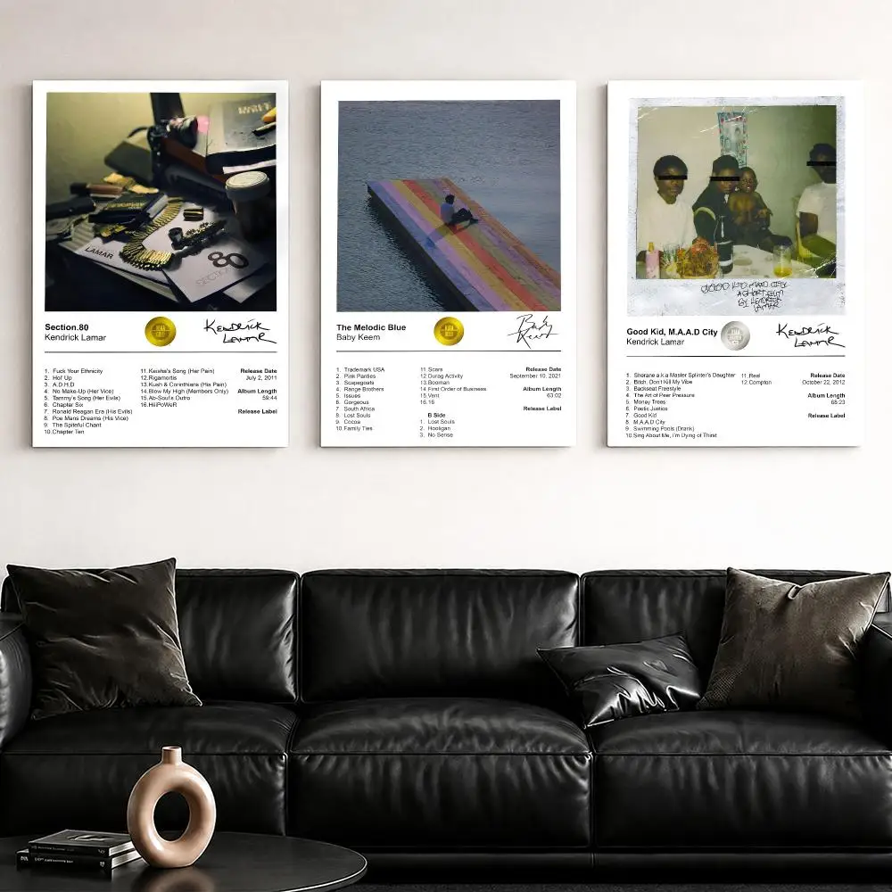 Rap Album K-Kendrick L-Lamar Framed Wall Painting Ready to Hang Canvas Poster for Bedroom Living Room Hallway Home Decor Gift