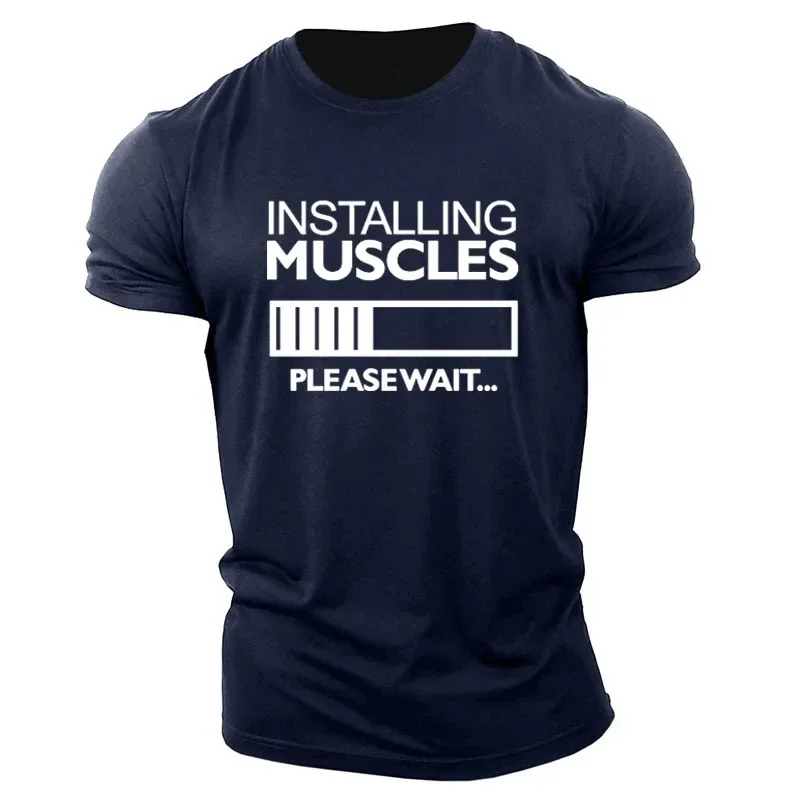 

Summer men's clothing 100% pure cotton T-shirt, fashionable fitness casual sports short-sleeved 2025 breathable fitness T-shirt