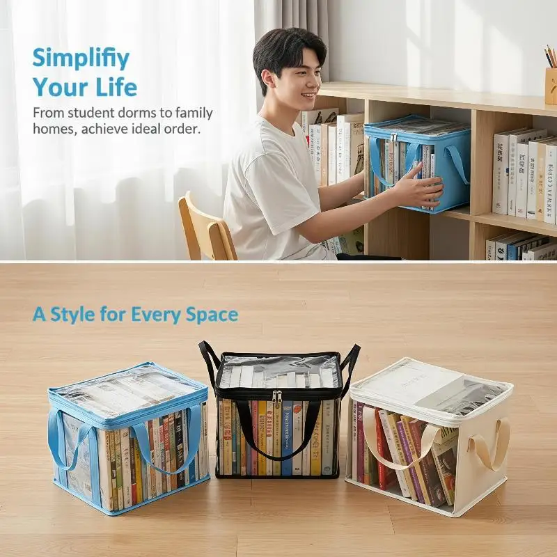 Extra Thick Clear Book Storage Boxes PVC Student Desk Organizer Waterproof Textbooks Container Dustproof Book Bins For Classroom
