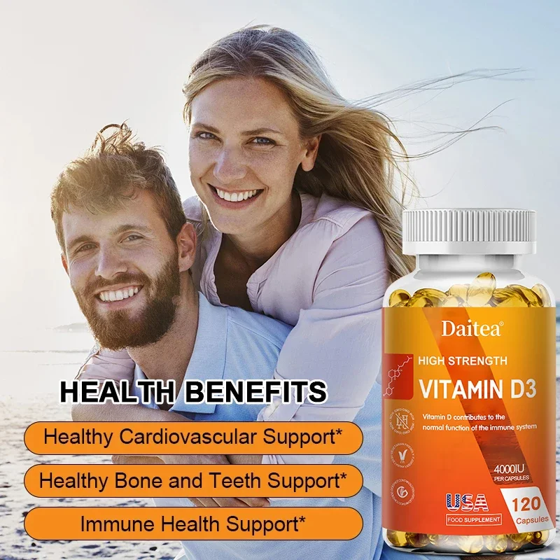 Vitamin D3 Capsules 4000IU Provide Immune and Bone Support and Promote Calcium Absorption