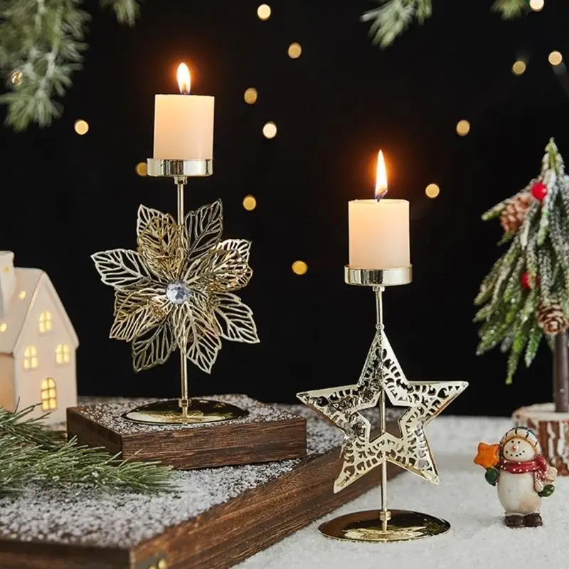 E8BD Christmas Iron Taper Holders Candlestick Holders Decorative Stand for Wedding,Dining Table,Home Decors