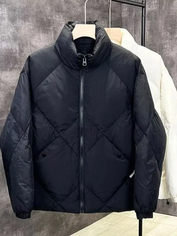 

Thiened Cotton Jaet Men's Stand Collar Stitching Winter Warm Casual Loose Fit Youth Faion Outerwear Coat Long Sve