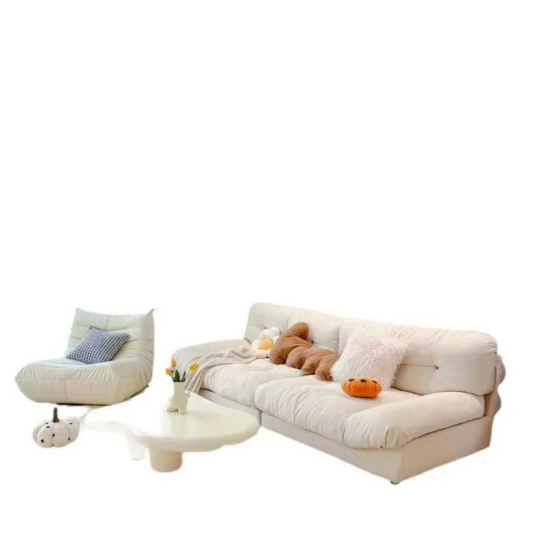 الرياح الكريمية، الغيوم، الأريكة، شقة صغيرة، بسيطة، حديثة، قماش، أريكة، المنزل، غرفة المعيشة #1