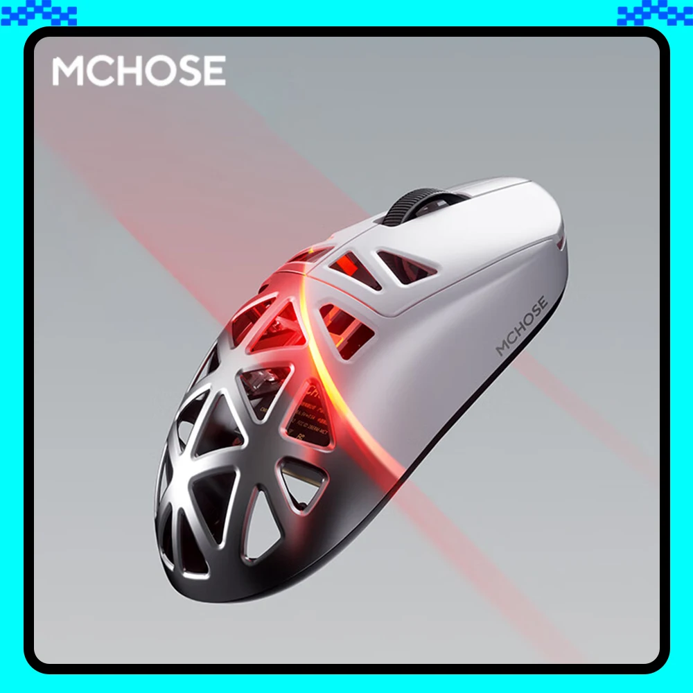 MCHOSE A7X Ultra Wireless Mouse Tri Mode Mouse Paw3950 TI 8000Hz Magnesium Alloy Hollow Out Gaming Mice Gamer PC Accessories