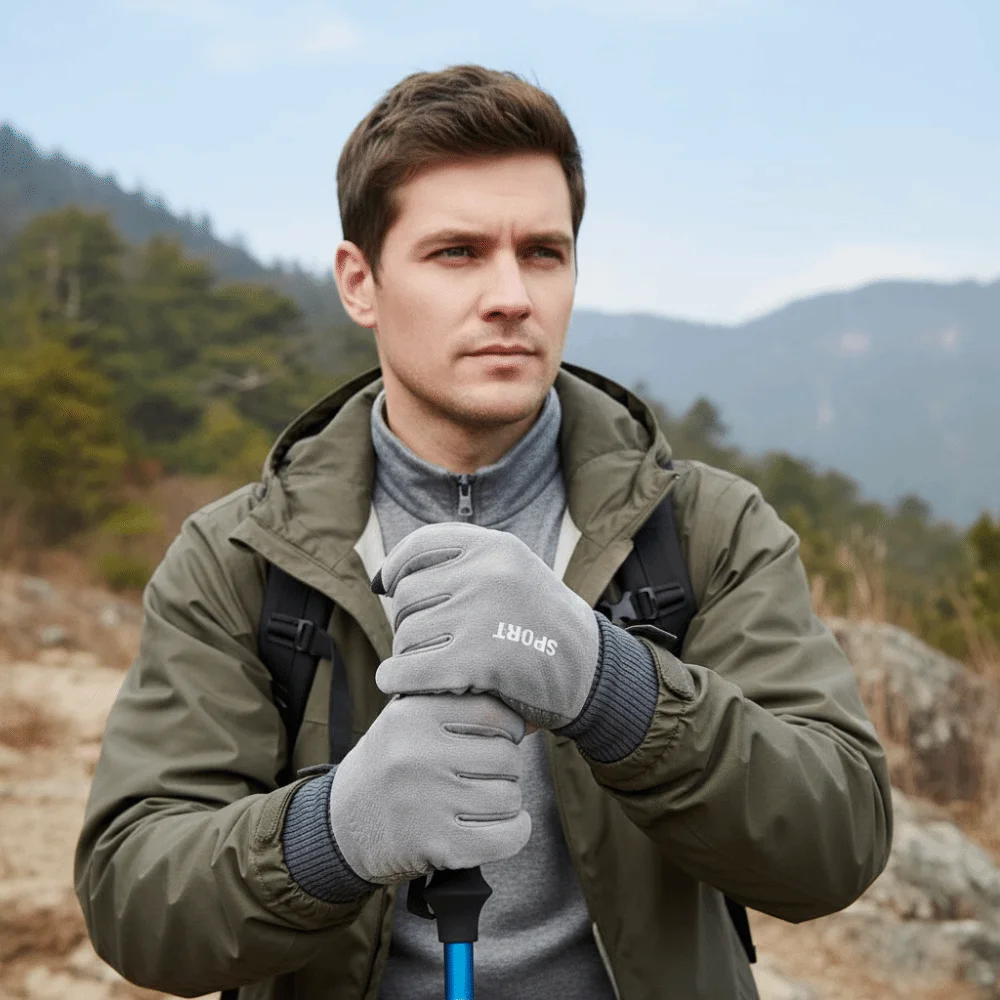 

Перчатки из искусственной замши с сенсорным экраном, однотонные теплые мужские шлепанцы, утолщенные ветрозащитные варежки с длинными пальцами, зима-осень