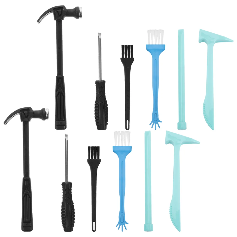 

4 Sets Children's Digging Toys Kids Excavation Kit Accessories for Plastic Hammer Gemstone DIY Tools Chisel Brush Metal Toddler