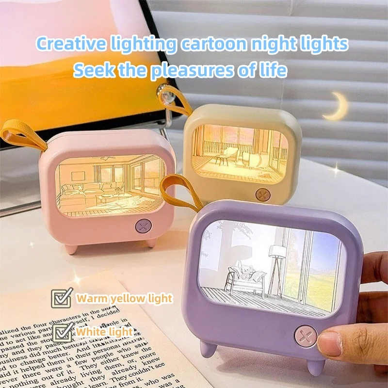 

Led TV painting night light, children's study desk lamp, room home decoration atmosphere light, mini desktop, birthday gift