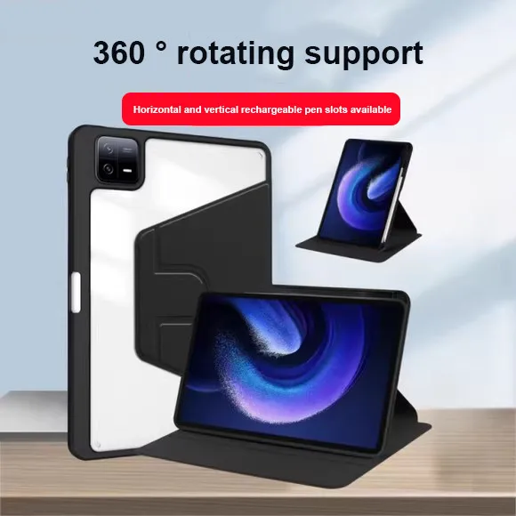 حافظة مضادة للصدمات لهاتف Xiaomi Pad 7 Ultra 2025 14 بوصة 6S Pro 12.4 "Poco Pad 12.1 Redmi Pad 5G 12.1 غطاء دوران مع فتحة قلم