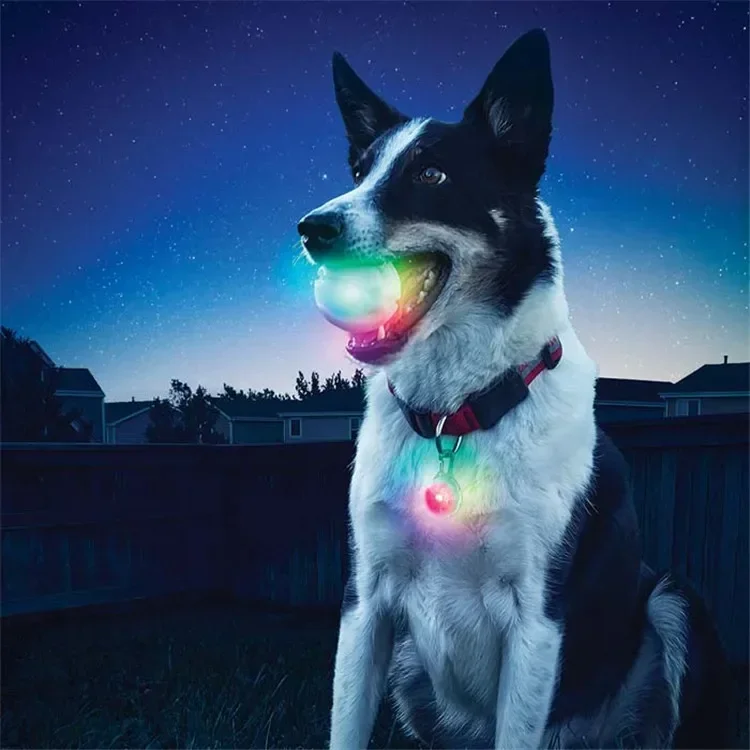 Luminous Pet Dog Bite Ball Toys LED Night Glowing Puppy Toys Dog Chewing Ball Colorful Transformation Dog Balls Dog Supplies