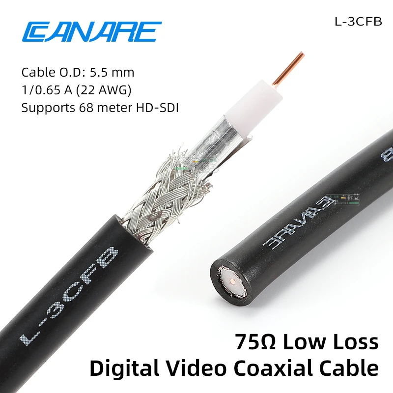 CANARE 75 Ω L-3CFB BNC Low Loss Video Coaxial Cable HD 3G 12G SDI