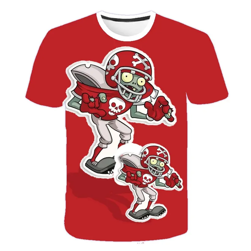 Children's Short Sleeve Child Game FOOTBALL ZOMBIE T Shirt Kids Boy Cartoon Clothes Tops Tees Boys Pea Shooter T-shirt  T-shirts