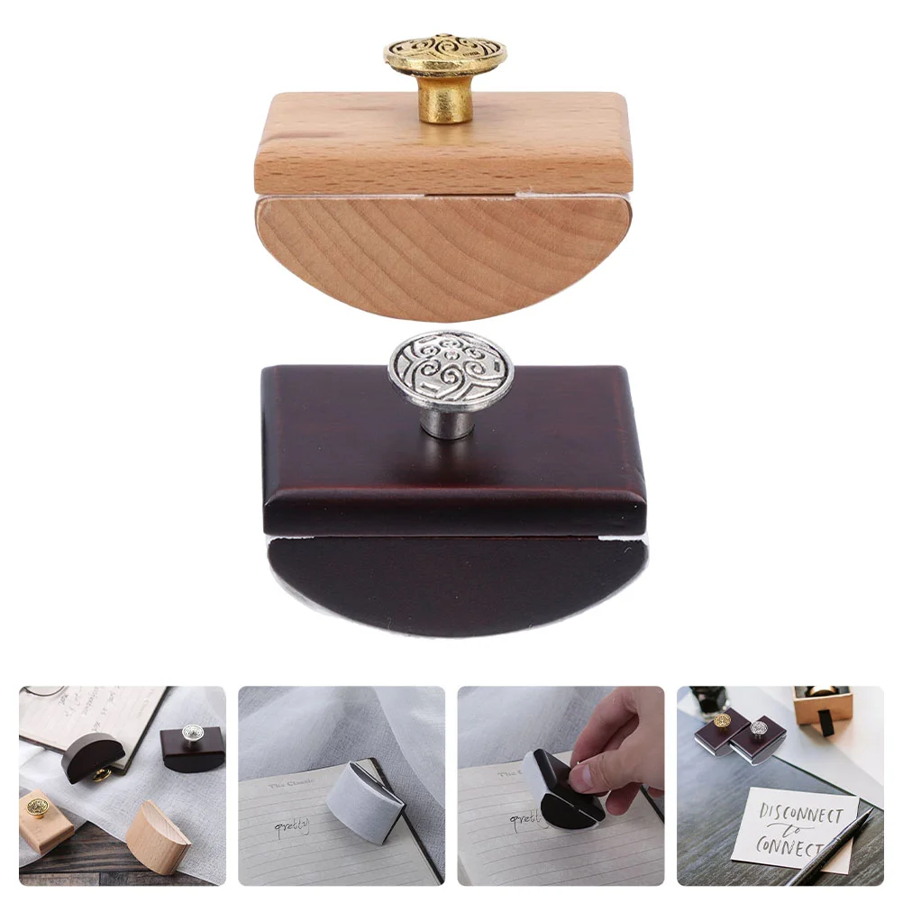 2 Pcs Blotter Ink Quick- Drying Stamp Paper Portable Rocker Blotting Craft Wooden Student