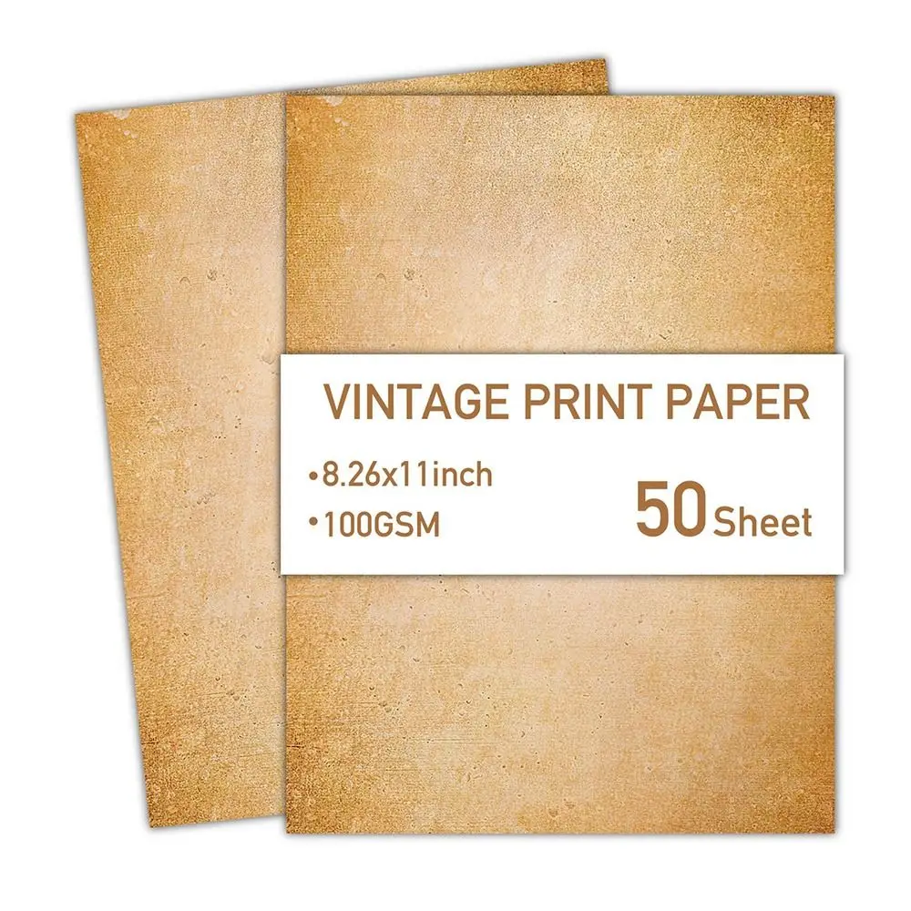 50 Sheets Vintage Stationery Writing Paper Simple Drawing Paper Literary Scrapbook Letter Paper Thicker Classical Printing Paper