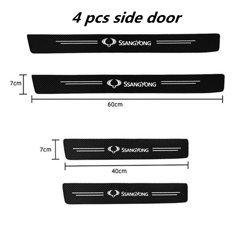 For SsangYong Actyon Kyron Korando Stavic Rexton Sports Musso Rodius XIV-2 Car Door Sill Scuff Plate Carbon Fiber Stickers