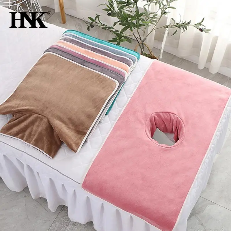 40*80cm Thickened Beauty SPA Massage Table Planking Face Towel With Hole Bed Bandana