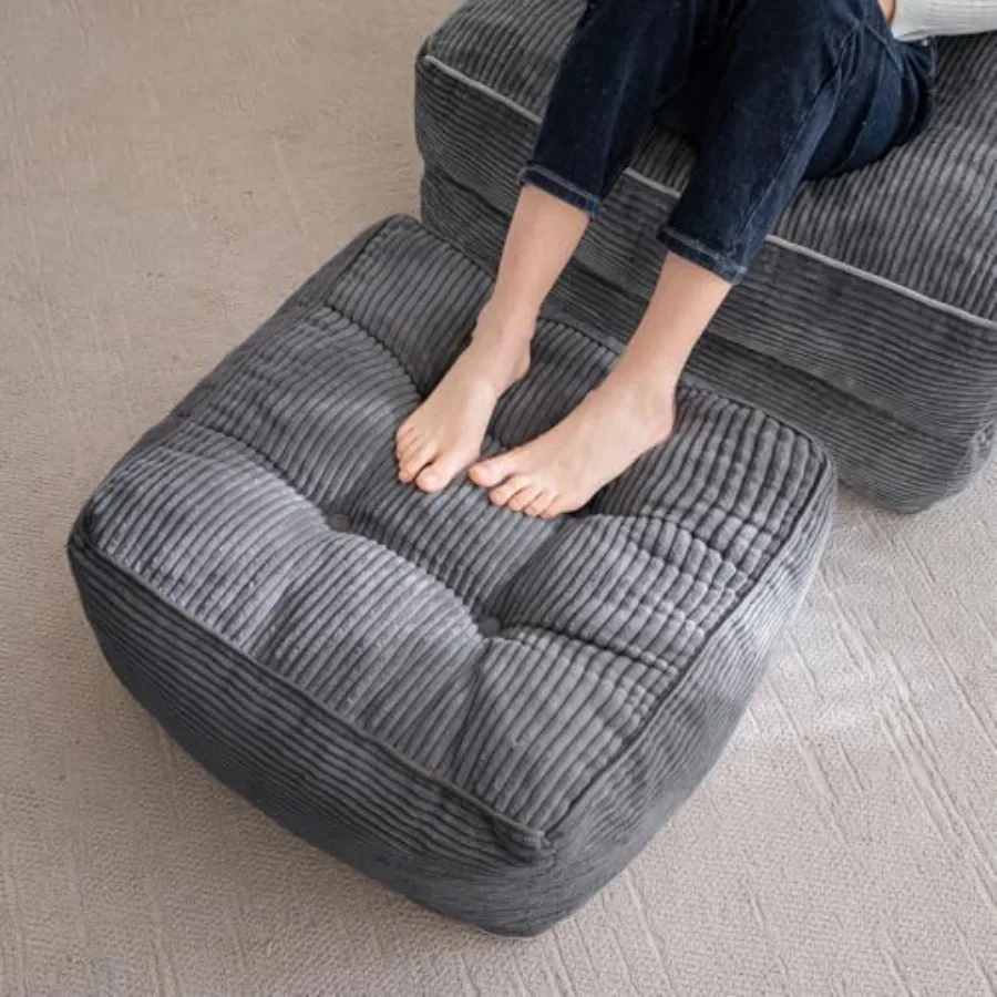 

Square Stuffed Pouf Ottoman Corduroy Poufs with Foam Chunk Fillg Furry and Fluffy Pouf Feet Stool Storage Ottoman 21 X 21 Floor