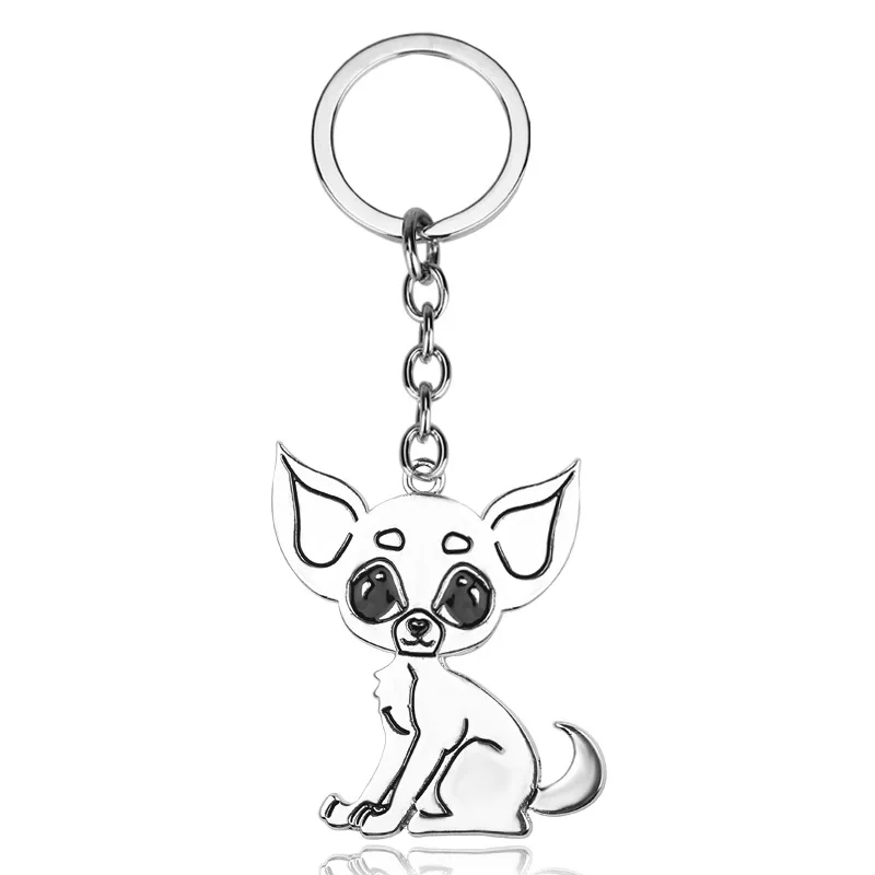 keychain dog chihuahua Key Chain Animal Chihuahua Dog Pendant Keyring Lovely Car key Holder Accessories Gifts for Women Men Kids