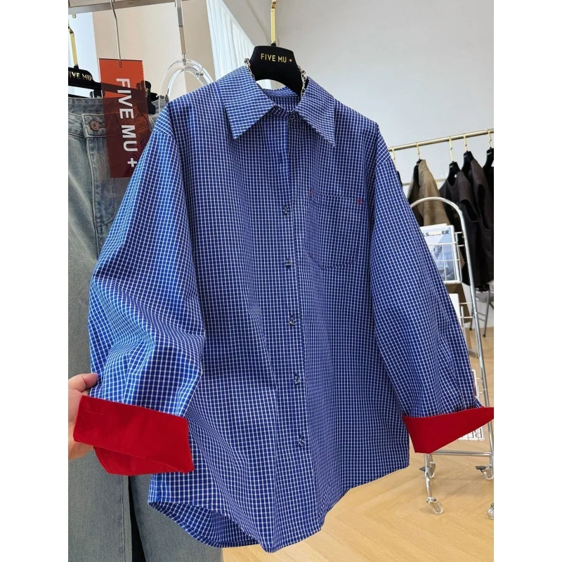 

Large Size 300 Pou Korean Sle Color Blo Long Sve irt ex Spring Autumn Plaid irt Youth Faion Loose Fit