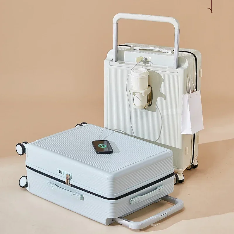 Широкий чемодан, черный 26-дюймовый багажник для ПК, женский утолщенный чемодан на колесиках, многофункциональный посадочный ящик с паролем, чемодан на колесиках