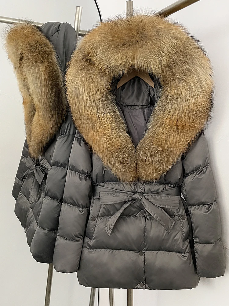 OFTBUY Winter 90% Duck Down Jacket Women Luxury Large Natural Silver Fox Fur Hooded Thick Warm Female Parkas Waterproof