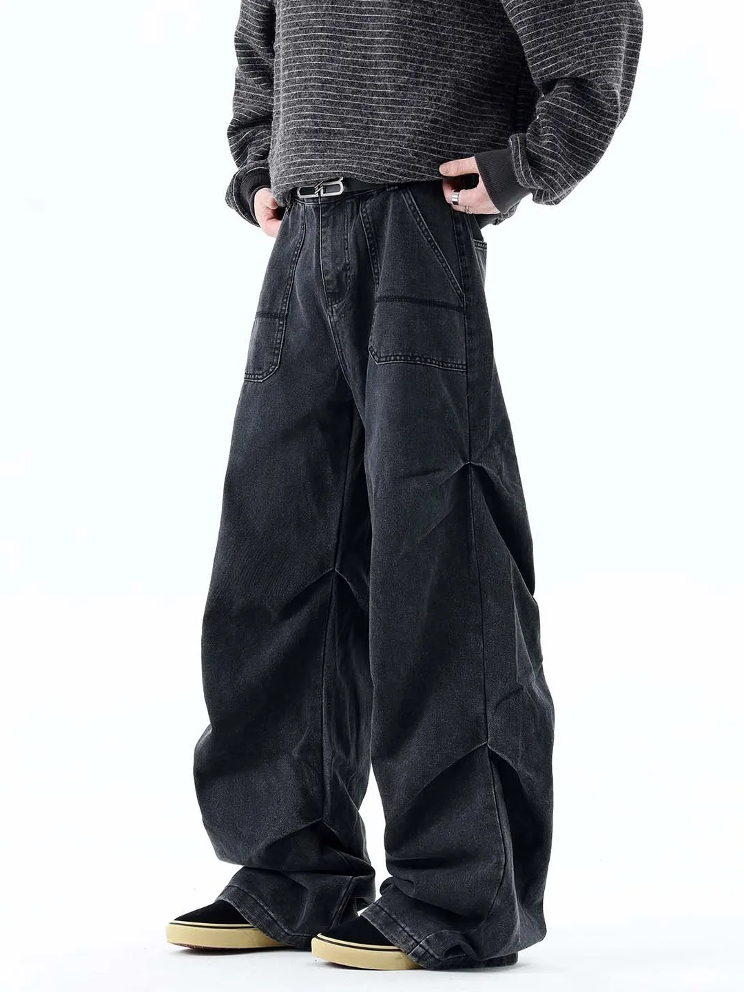 Women Black Gothic Emo Baggy Grunge Jeans Vintage Harajuku Y2k Japandi Style Alternative Jean Pants Oversize Denim Trousers 2025