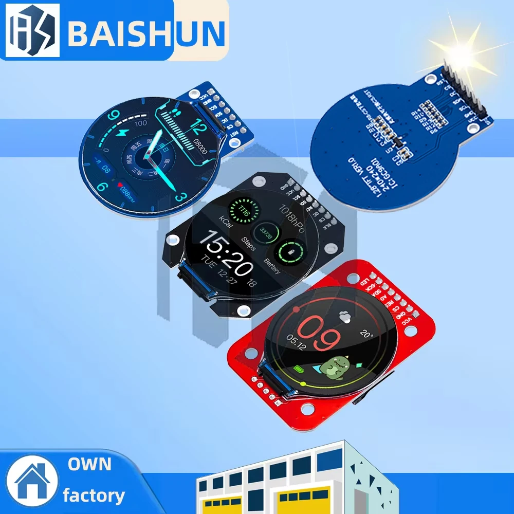 1.28 Inch Round TFT LCD Display Module: 240x240 RGB for GC9A01 Driver 4-Wire SPI Interface (For Arduino)