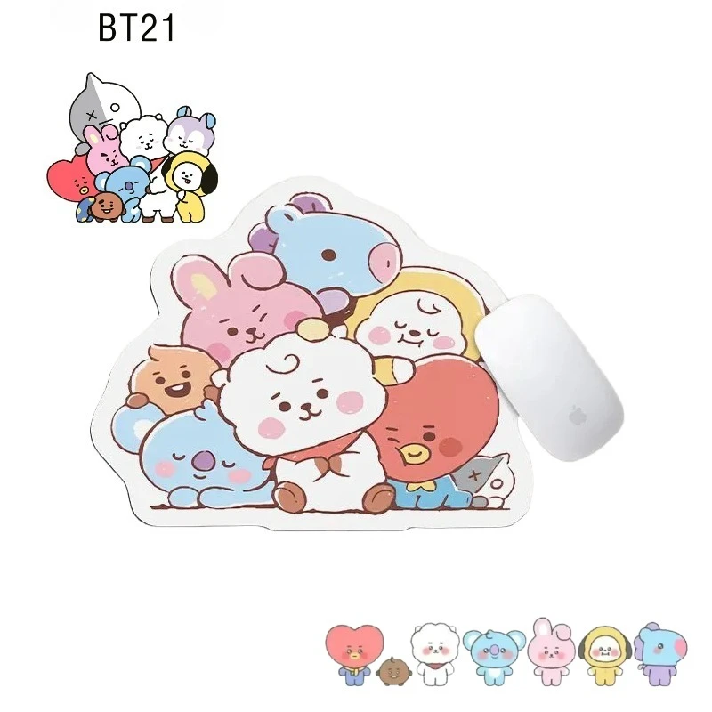 

Аниме-товары BT21: милый креативный коврик для мыши нестандартной формы, нескользящий коврик для клавиатуры, подходит для офиса, в подарок.