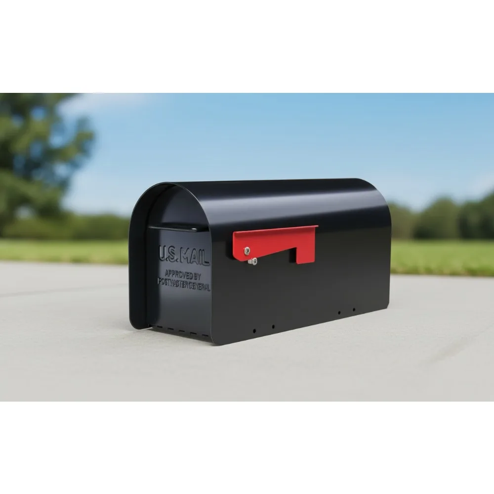 

Large Capacity Black Steel Mailbox, Rust-Resistant Post Mount for High Volume Mail Delivery
