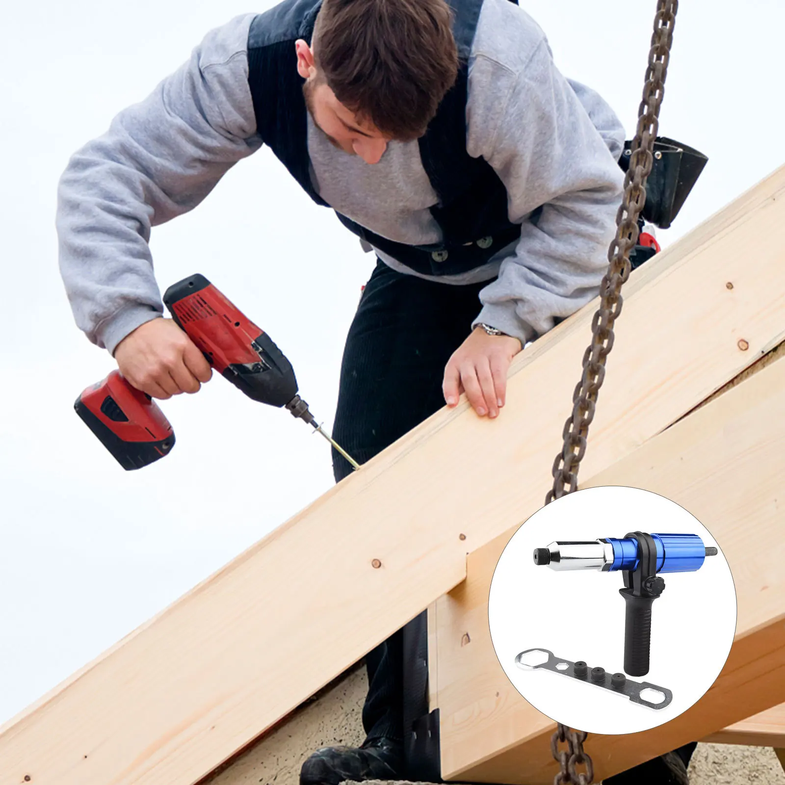 1 комплект, электрический адаптер для заклепок, высокопрочный, простая установка, разъем для заклепок, инструмент для заклепок, адаптер для заклепок