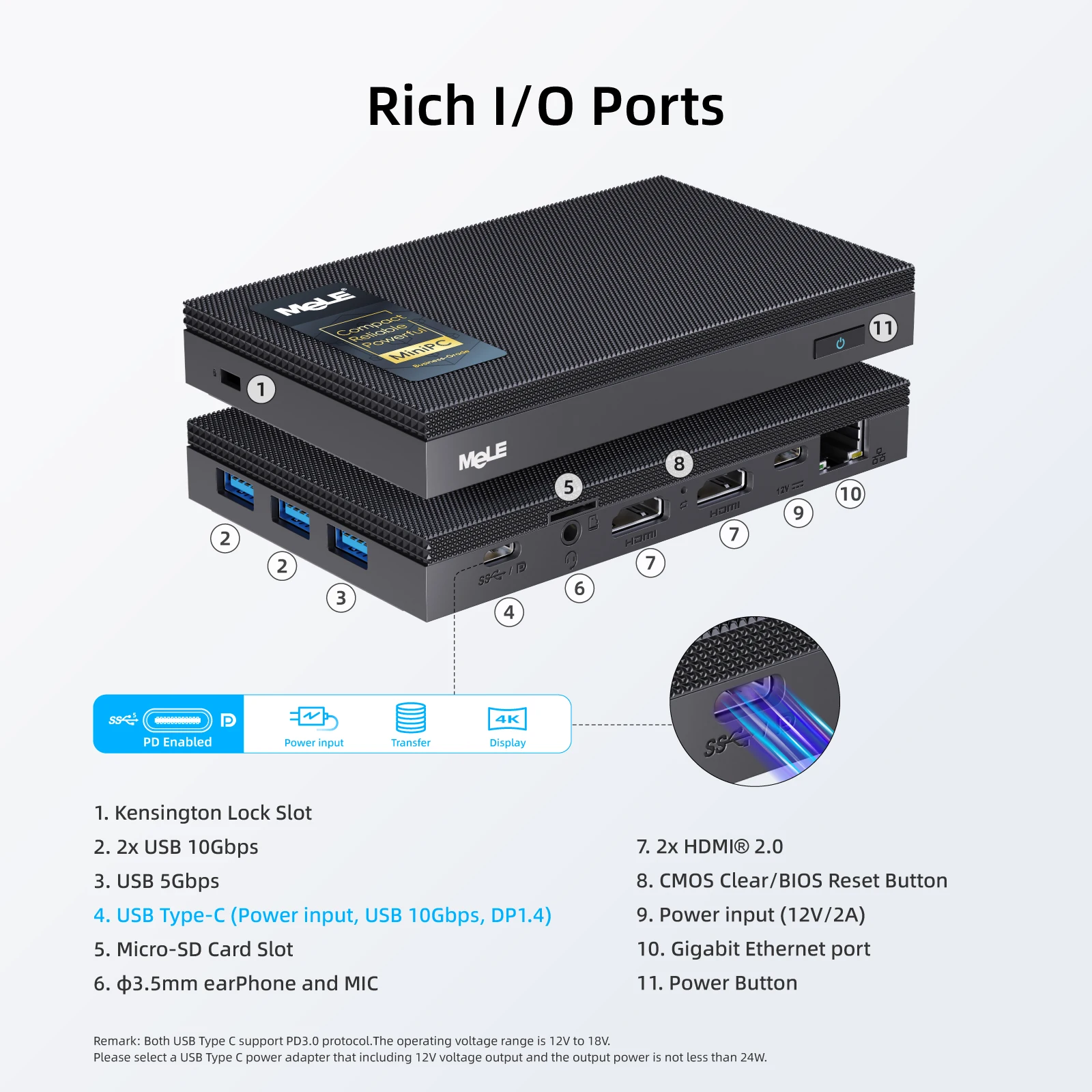 MeLE Quieter3C Fanless Mini PC, Celeron N5100, 8GB, 128GB, Full