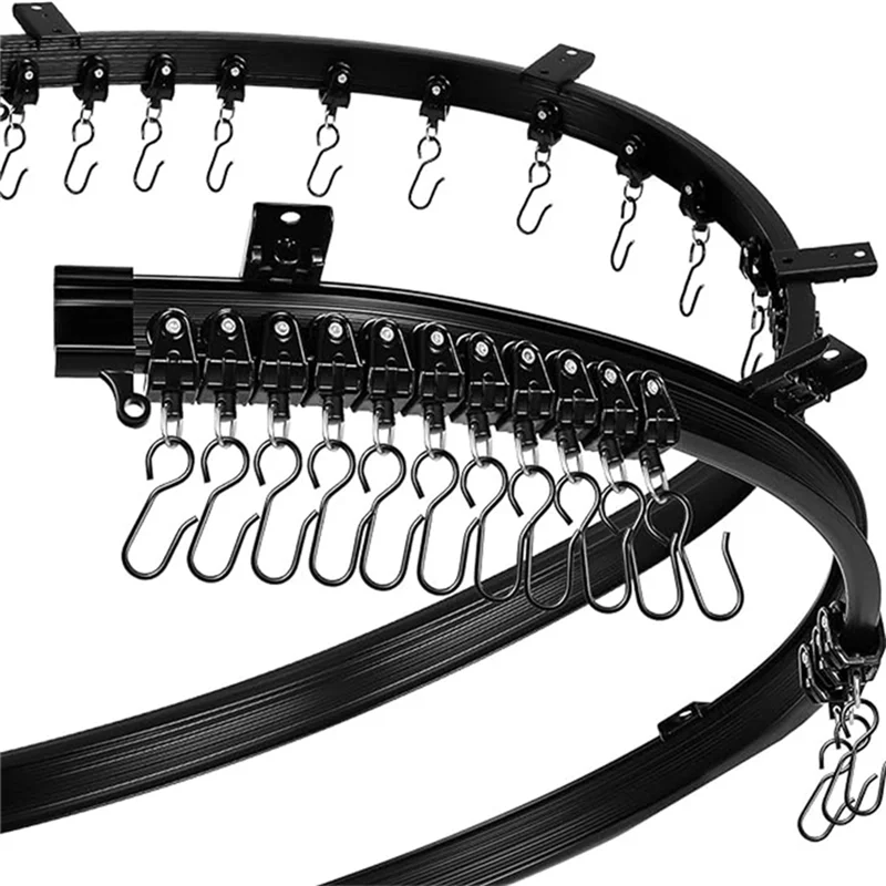 

A21I-Flexible Bendable Curtain Track, Ceiling Wall Mounted, Black Curved Heavy Duty RV Sliding Curtain Track