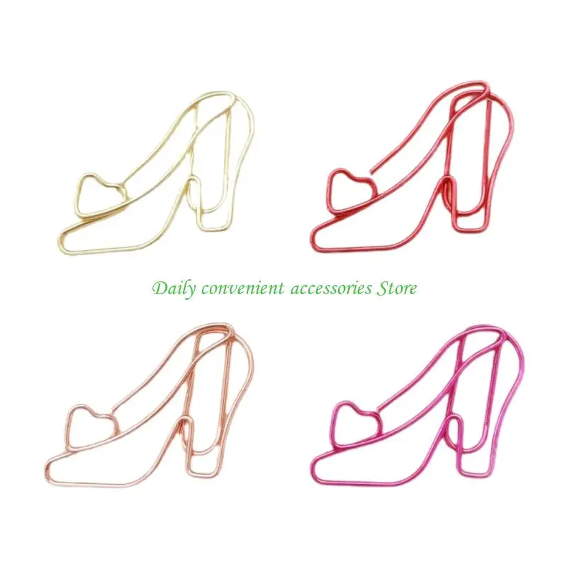 97QB 20 قطعة عالية الكعب شكل مشبك ورق معدني ملون دبابيس ورق معدنية ملف كليب ل وثيقة اوراق الملاحظات منظمة بطاقة بريدية