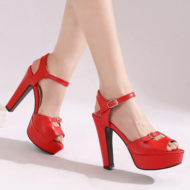 

2026 New Summer Peep Toe Platform Sandals Women 12cm Super High Heels Lady Party Shoes Fashion PU Leather Sandals Pumps WSH5581