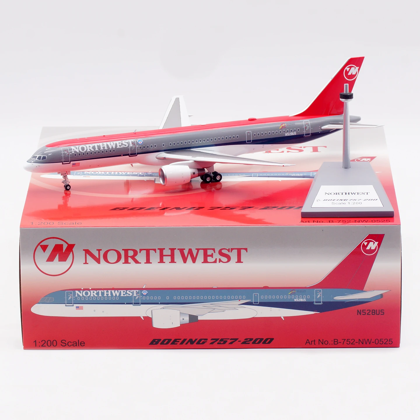 

B-752-NW-0525 Alloy Collectible Plane Gift B-Models Northwest Airlines Boeing B757-200 Diecast Aircraft Jet Model N528US